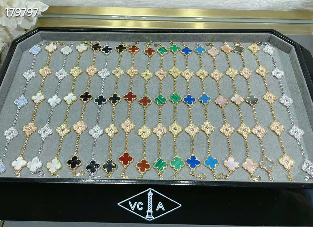 Bộ Lắc Tay Cỏ Bốn Lá Đính Đá - ảnh 1