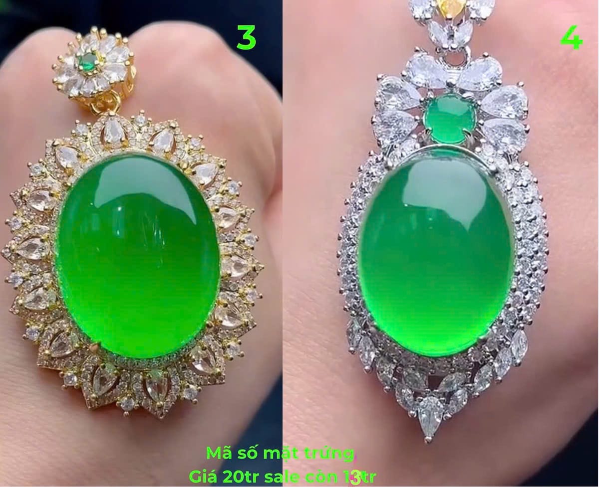 Mặt Dây Chuyền Ngọc Phỉ Thúy Dáng Trứng Bọc Ổ Đá Quý (Mẫu 3 & 4) - ảnh 1