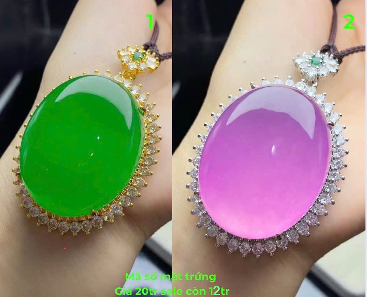 Mặt Dây Chuyền Ngọc Phỉ Thúy Dáng Trứng Bọc Ổ Kim Cương (Mẫu 1 & 2) - ảnh 1