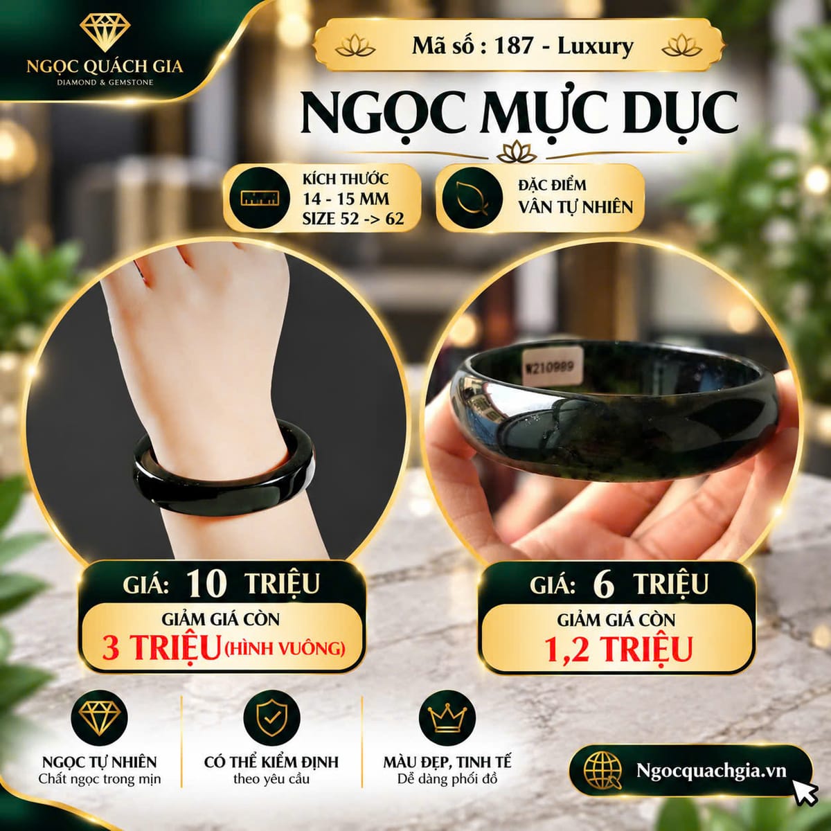 Vòng Ngọc Mực Dục - Mã 187-Luxury - ảnh 1