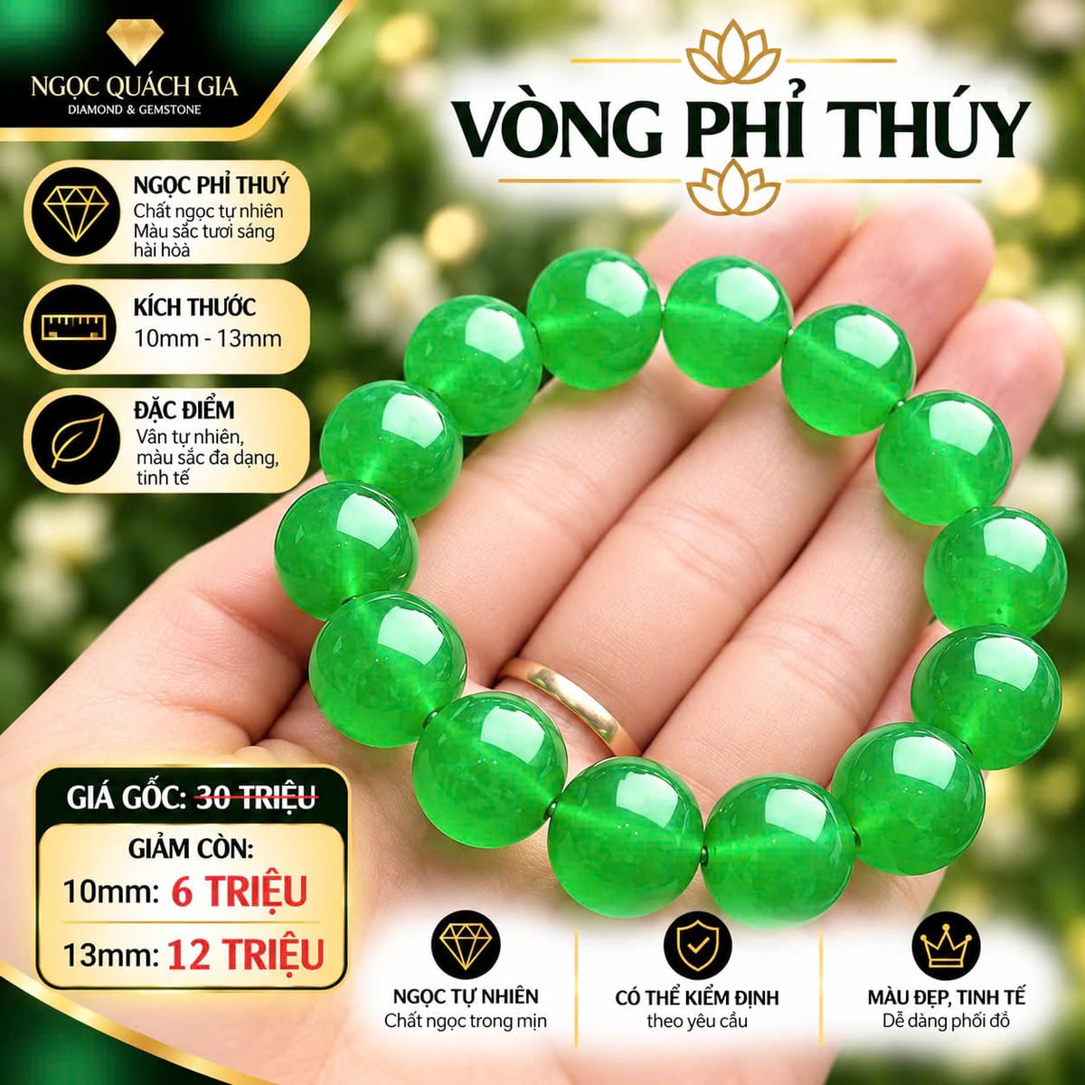 Vòng Tay Chuỗi Hạt Phỉ Thúy - ảnh 1
