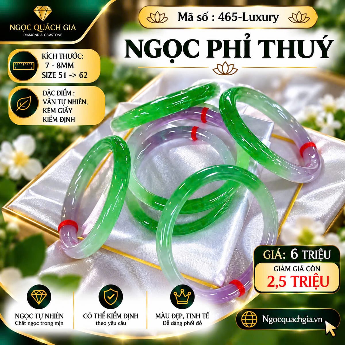 Vòng Tay Ngọc Phỉ Thúy Bản Đũa Tròn - ảnh 1