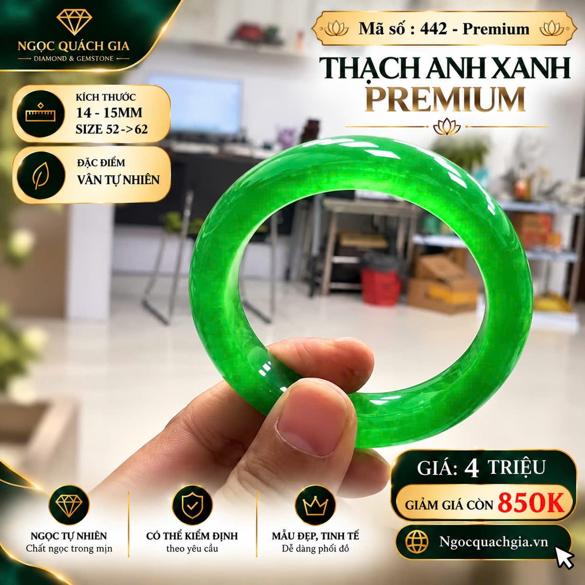 Vòng Tay Thạch Anh Xanh Premium (Mã 442) - ảnh 1