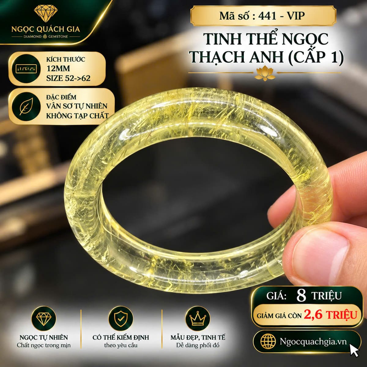 Vòng Tinh Thể Ngọc Thạch Anh Cấp 1 (Mã 441 - VIP) - ảnh 1
