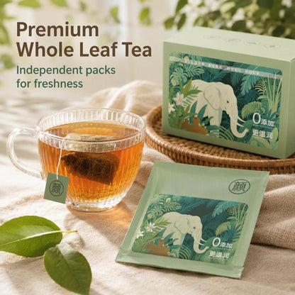 organic Pu'er wellness tea with Dendrobium and Polygonatum — side view of the tea box