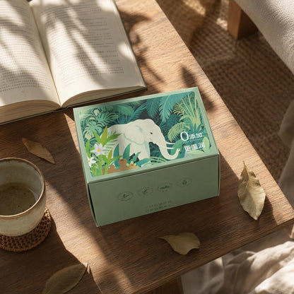 organic Pu'er wellness tea with Dendrobium and Polygonatum — tea bag steeping in hot water