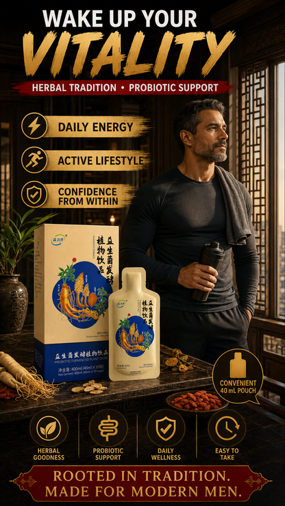 Yili Yang probiotics for daily men's wellness — close-up of a single probiotic sachet