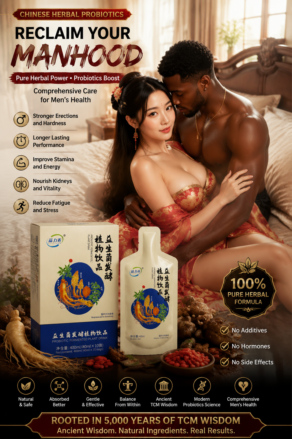 Yili Yang probiotics for daily men's wellness — sachets laid out in a row