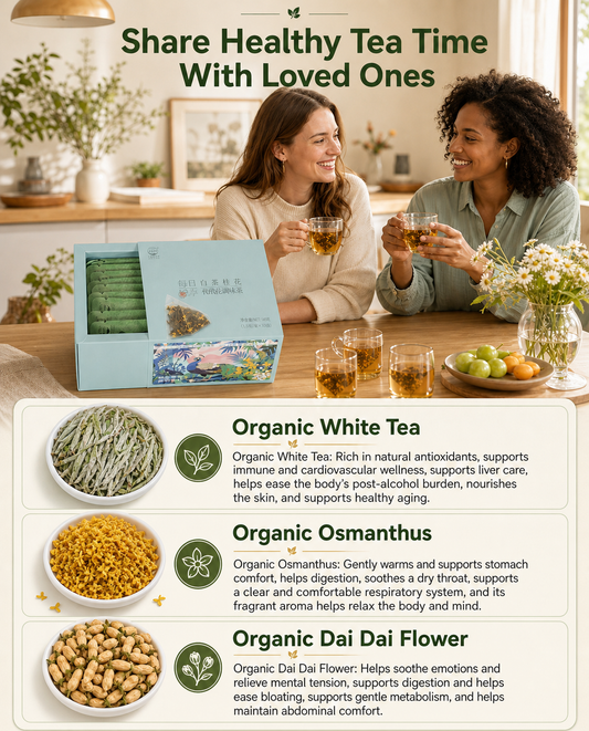 organic white tea with osmanthus and daidai flower — sealed box of 10 individually wrapped tea bags