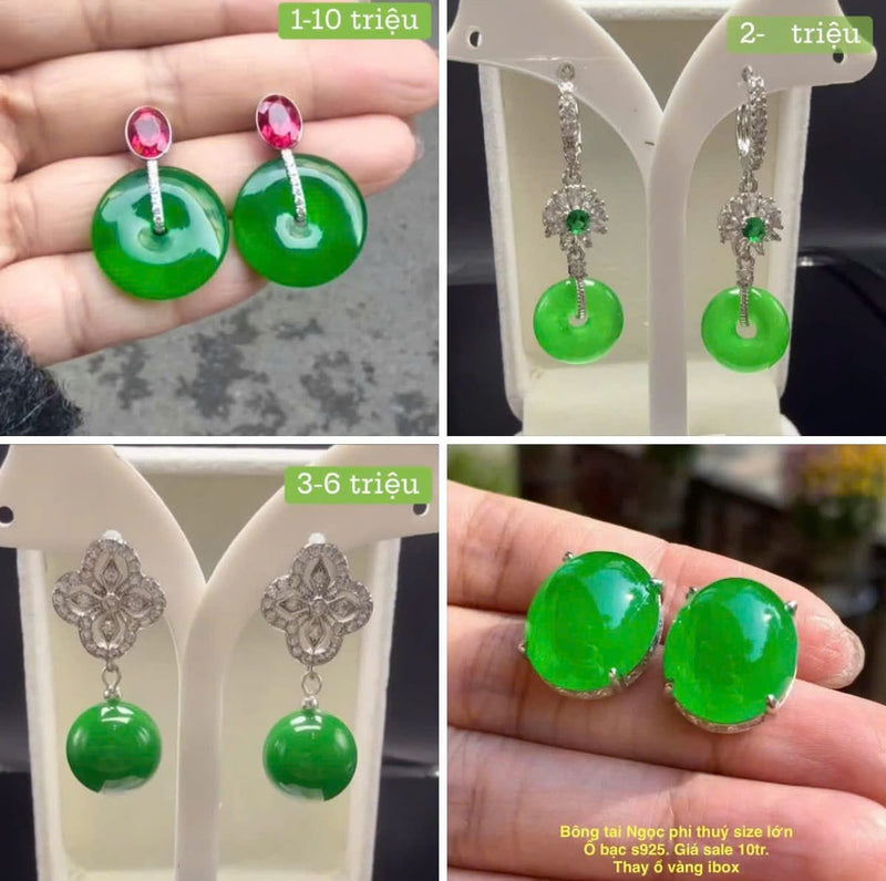 Bộ Sưu Tập Bông Tai Ngọc Phỉ Thúy Xanh Lý Sang Trọng