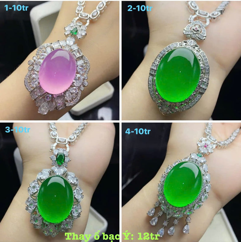 Bộ Sưu Tập Mặt Dây Chuyền Ngọc Phỉ Thúy Bọc Ổ Đá Quý Hoàng Gia