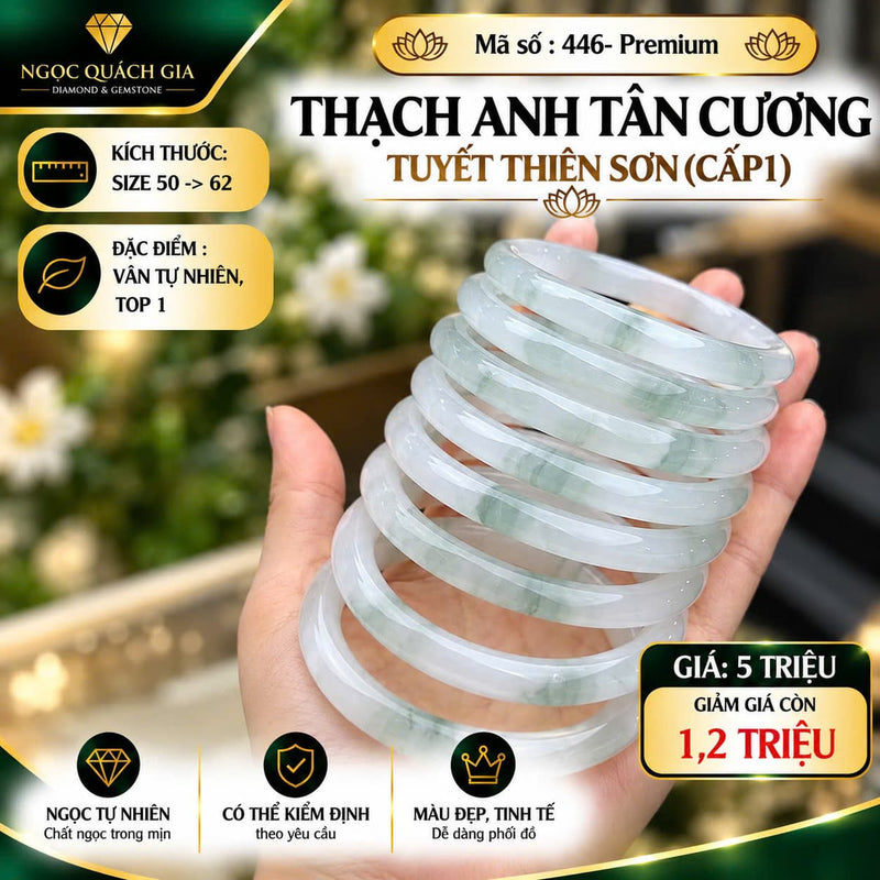 Bộ Vòng Tay Thạch Anh Tân Cương Tuyết Thiên Sơn (Cấp 1)