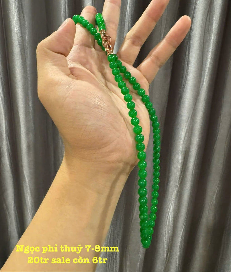 Chuỗi Vòng Cổ Ngọc Phỉ Thúy Tự Nhiên Size 7-8mm