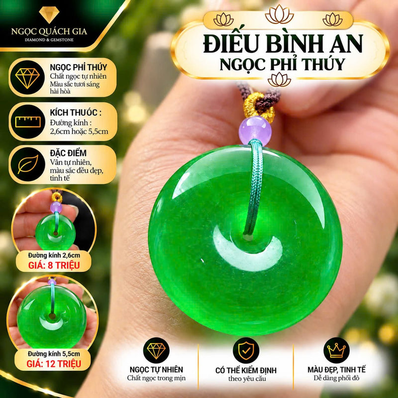 Điếu Bình An Ngọc Phỉ Thúy Xanh Lý