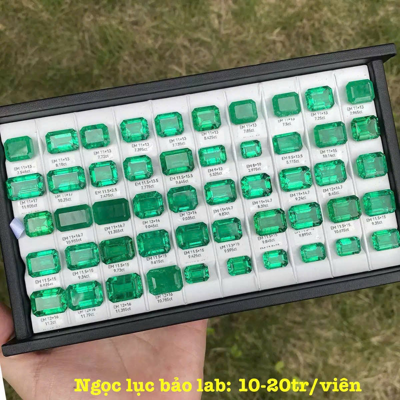 Ngọc Lục Bảo Lab Cắt Giác Chữ Nhật (Emerald Cut)