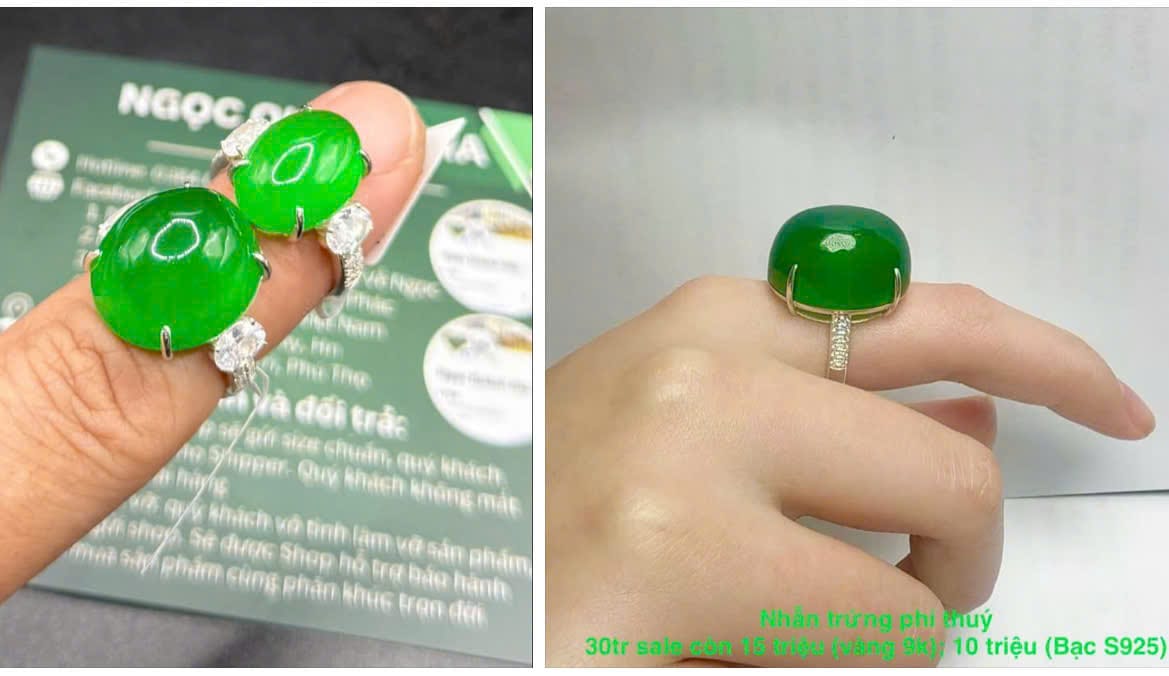 Nhẫn Trứng Ngọc Phỉ Thúy Xanh Lý Cao Cấp - ảnh 1