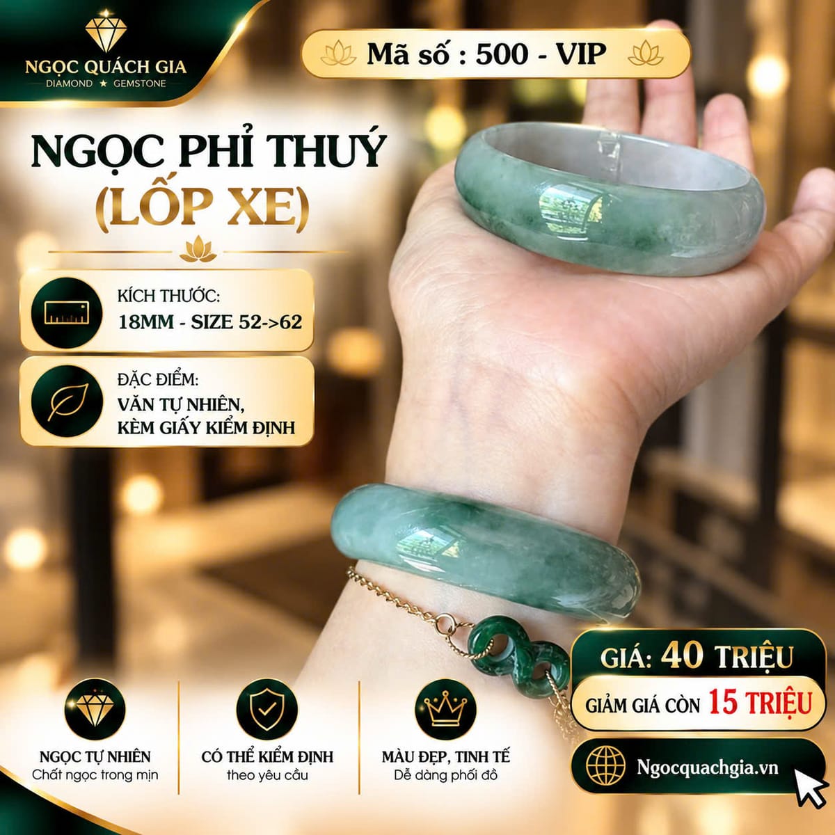 Vòng Bản Lốp Xe Ngọc Phỉ Thuý (Mã 500 - VIP) - ảnh 1
