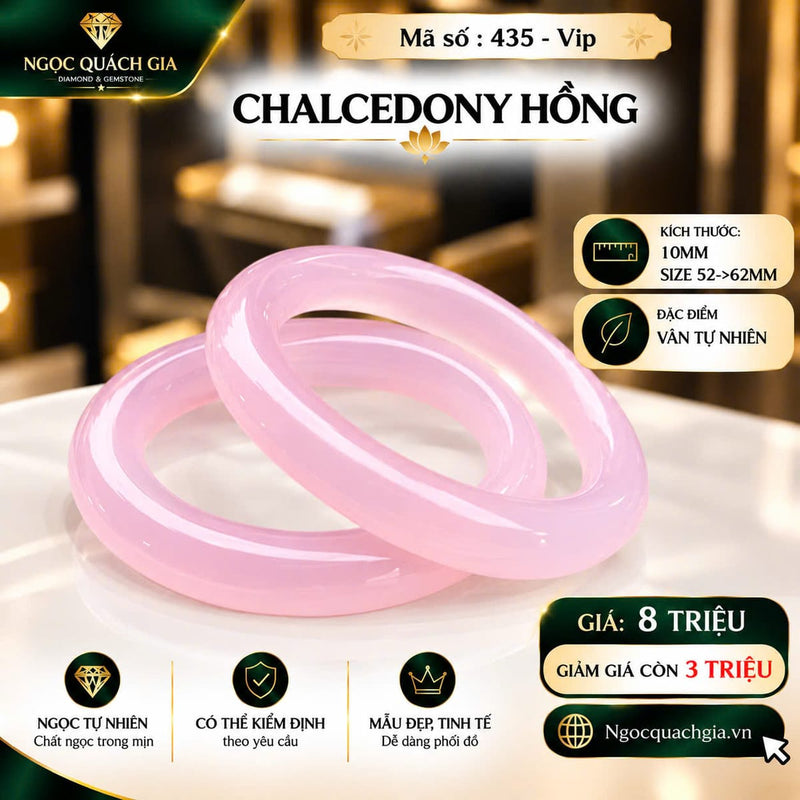 Vòng Chalcedony Hồng (Mã 435 - VIP)