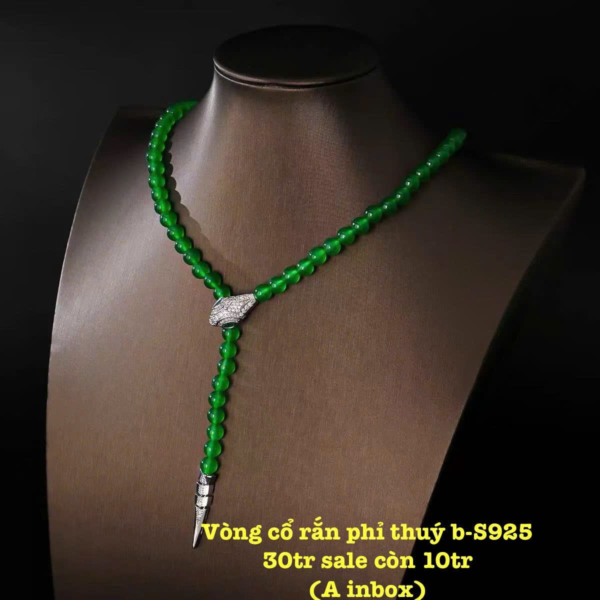 Vòng Cổ Rắn Phỉ Thúy Bọc Bạc S925 - ảnh 1