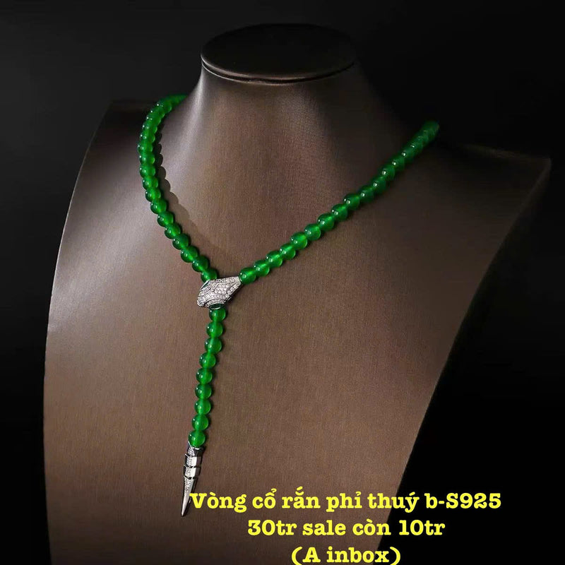 Vòng Cổ Rắn Phỉ Thúy Bọc Bạc S925