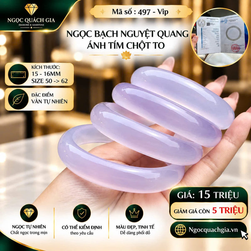 Vòng Ngọc Bạch Nguyệt Quang Ánh Tím Chột To (Mã 497 - VIP)