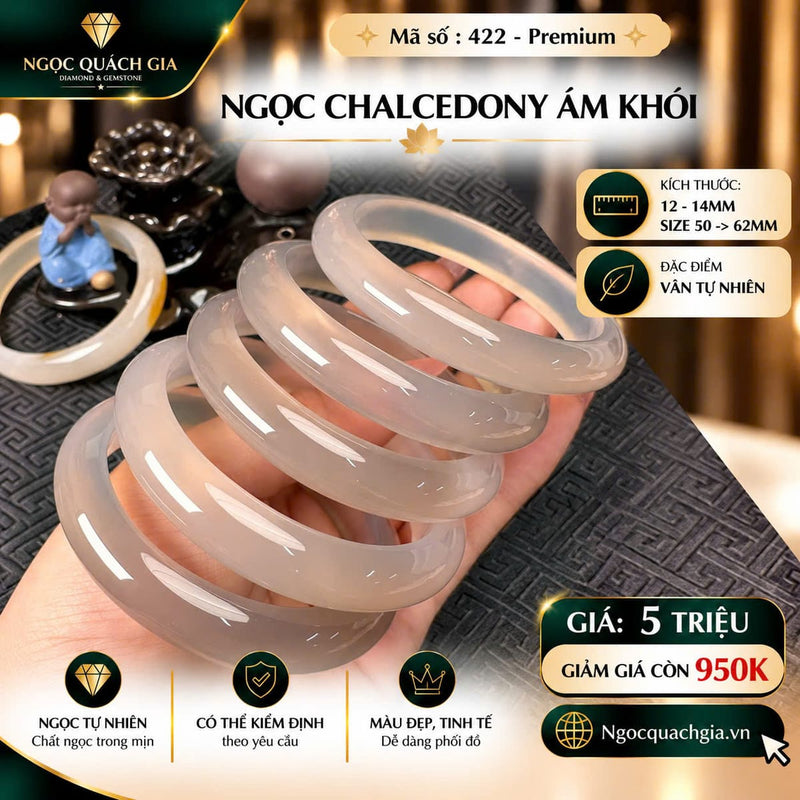 Vòng Ngọc Chalcedony Ám Khói (Mã 422 - Premium)
