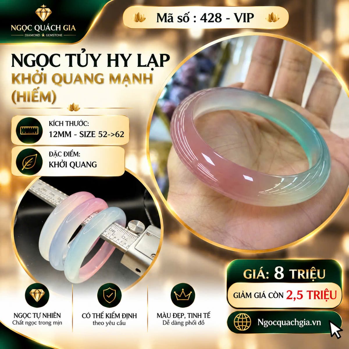 Vòng Ngọc Tủy Hy Lạp Khởi Quang Mạnh (Mã 428 - VIP) - ảnh 1