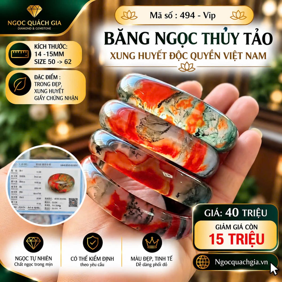 Vòng Tay Băng Ngọc Thủy Tảo Xung Huyết VIP - ảnh 1
