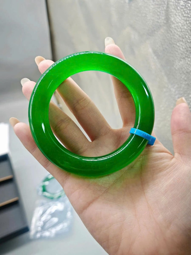 Vòng Tay Ngọc Phỉ Thúy Bản Tròn Xanh
