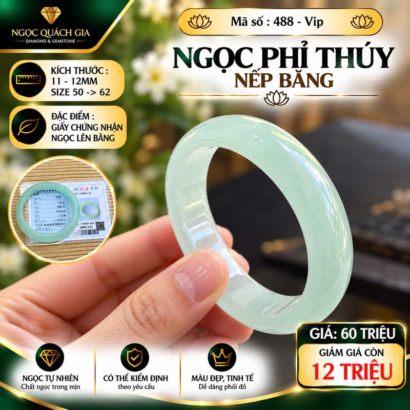 Vòng Tay Ngọc Phỉ Thúy Nếp Băng VIP
