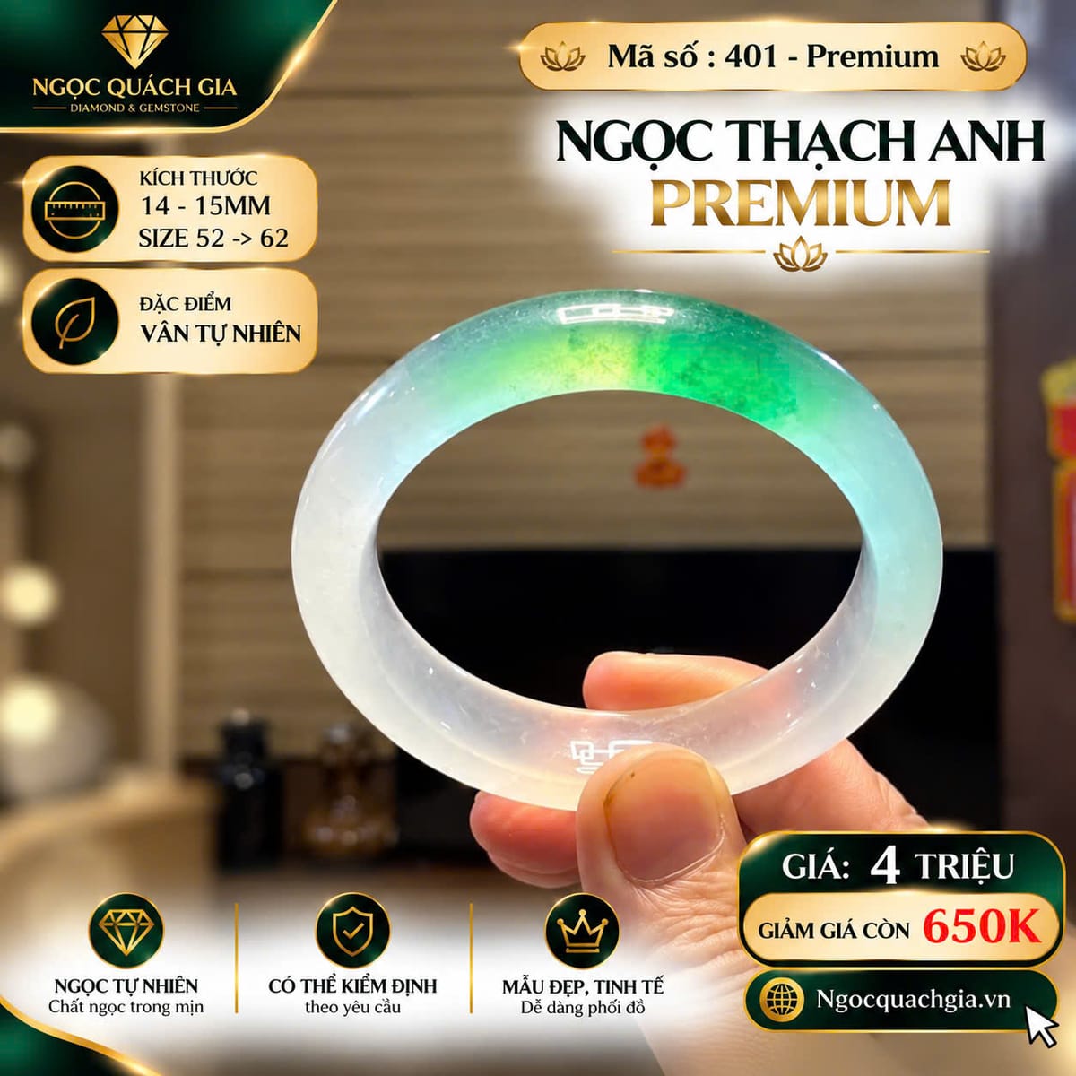 Vòng Tay Ngọc Thạch Anh Premium (Mã 401) - ảnh 1