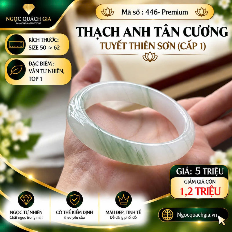 Vòng Tay Thạch Anh Tân Cương Tuyết Thiên Sơn (Cấp 1)