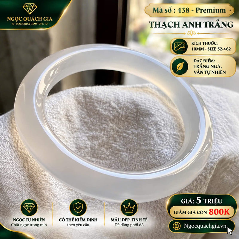 Vòng Tay Thạch Anh Trắng Ngà Premium