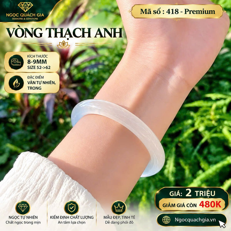 Vòng Tay Thạch Anh Trắng Trong Premium