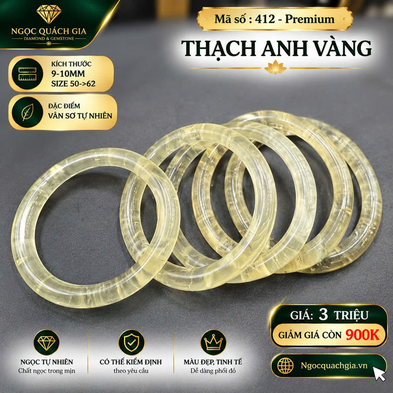 Vòng Tay Thạch Anh Vàng Premium
