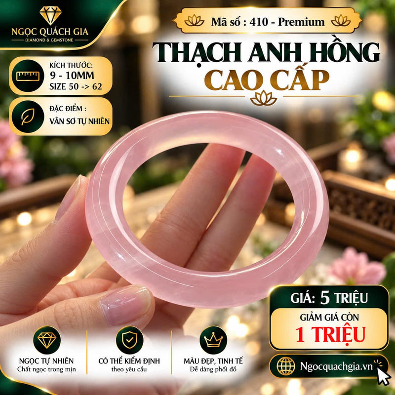 Vòng Thạch Anh Hồng Cao Cấp - Mã 410-Premium
