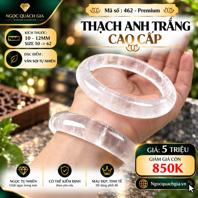 Vòng Thạch Anh Trắng Cao Cấp - Mã 462-Premium