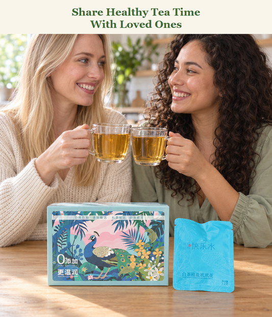 Share healthy tea time - two women with white tea
